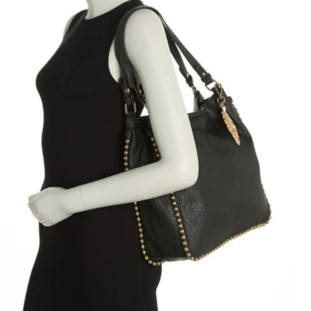 NWT Jessica Simpson Camille 4-Poster Bag Tote Meteorite Black $118
